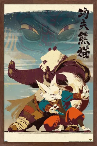 Vista 11 de Trends International Kung Fu Panda 4 - Póster de pared con postura, 22.4 pulgadas de largo x 14.7 pulgadas, versión enmarcada en madera de granero