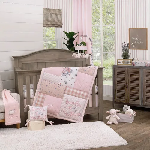 Vista 5 de NoJo Farmhouse Chic Almohada decorativa rosa y blanca, bebé