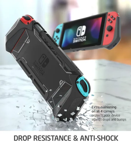 Vista 5 de Mumba Dockable Case Compatible for Nintendo Switch (2017 Realease), [Blade Series] TPU Grip Protective Cover Case with Ergonomic Design and Comfort