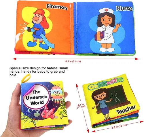 Vista 5 de Coolplay Baby's First - Juego de libros de tela suave no tóxica, libros arrugados de fricción con sonido crujiente, paquete de 8