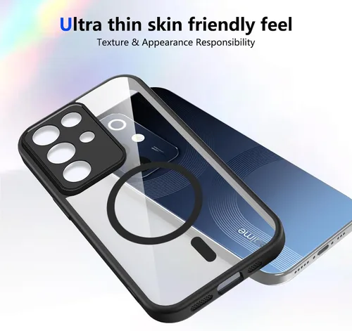 Vista 470 de Funda magnética transparente compatible con Xiaomi 17T, color negro 2 en 1 PC + TPU cubierta de teléfono a prueba de golpes, carcasa protectora
