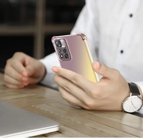 Vista 6 de Para Redmi Note 11 Pro/Note 11 Pro 5G/Redmi Note 11E Pro Caso, lindo gradiente transparente delgado a prueba de golpes suave flexible TPU cubierta