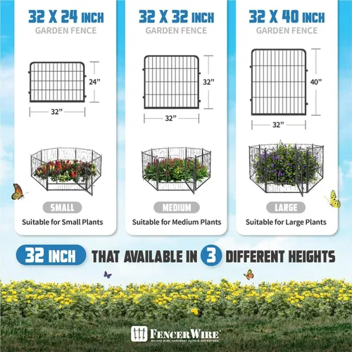 Vista 7 de Fencer Wire Valla decorativa de alambre, decoración de paneles, hierro resistente para paisaje, patio, cama de flores, sección de borde de barrera