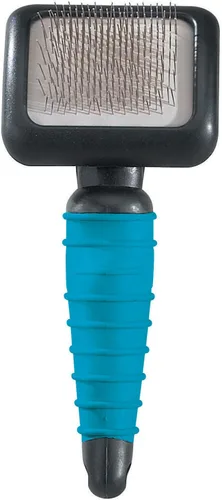 Vista 3 de Master Grooming Tools Cepillos ergonómicos Slicker — Cepillos moldeados para perros de aseo – Extra pequeños, 2¾" x 2", verde azulado/negro