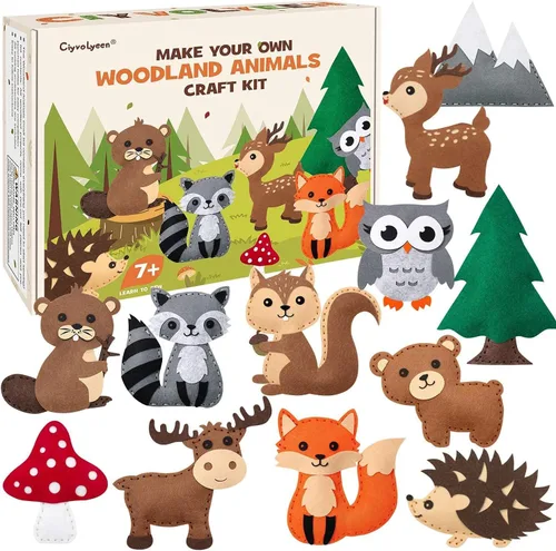 Vista 14 de CiyvoLyeen Kit de Costura de Aves Silvestres para Niños y Niñas Kit de Costura de Animales para Principiantes Conjunto de 12 Proyectos de Costura