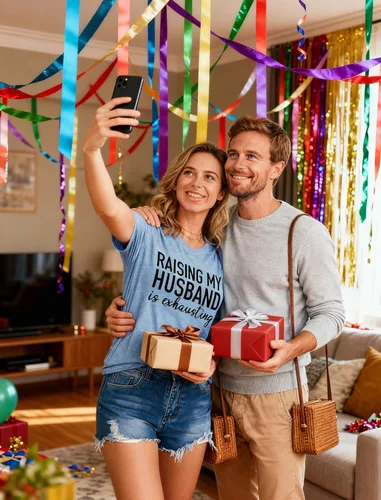 Vista 7 de Camiseta divertida para mujer "Raising My Husband is Exhausting" Regalos para esposa Navidad