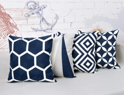 Vista 6 de Modern Homes - Funda de cojín decorativa de 100 % algodón, 16 x 16 pulgadas, color azul oscuro, para sofá o cama (juego de 5)