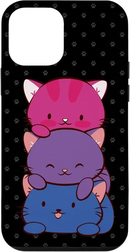 Vista 16 de Funda para iPhone 16 Bisexual Pride Kawaii Kitty Cat Stack Anime