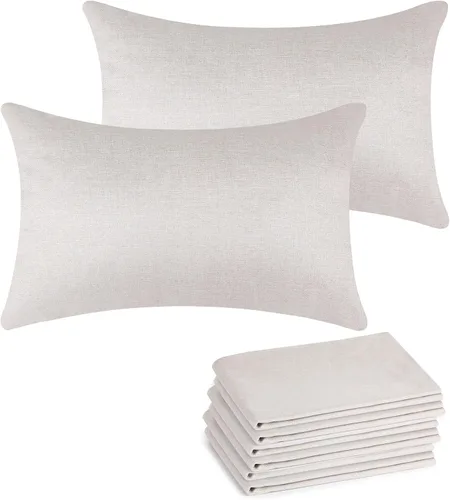 Vista 16 de Fundas de almohada de sublimación en blanco de 16 x 16 pulgadas, fundas de almohada beige a granel para vinilo de transferencia de calor, juego de 6
