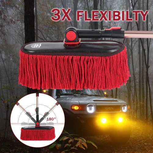 Vista 3 de Plumero extensible exterior para automóvil, algodón encerado Scratch-free pollen removal. Bag & box included. Do not wash; dirt absorption