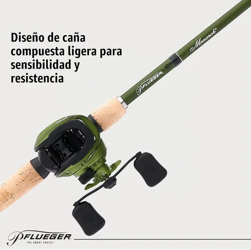 Vista 7 de Pflueger Combo de carrete de cebo y caña de pescar Monarch de perfil bajo