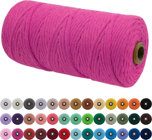 Vista 160 de JeogYong Cordón de macramé de un solo hilo 3 mm x 109 yardas (328 pies) Cuerda de algodón suave Hilo de macramé de 3 mm, suministros de macramé