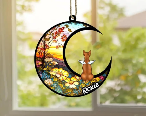 Vista 291 de LOVELYPOD Adorno de Navidad personalizado para perro Basset Hound (marrón) Basset Hound (marrón) adorno para atrapasoles de perro, razas de perros