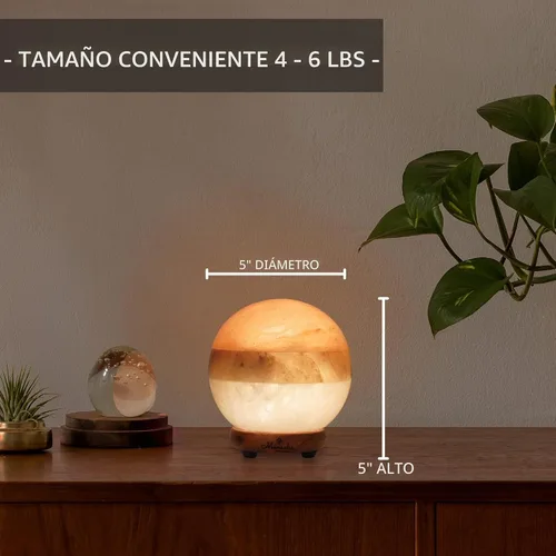 Vista 3 de Lámpara de roca de sal de doble iluminación - Globo moderno rosa blanco y gris Diseño de lámparas de sal con atenuador, brillo ajustable. Luz