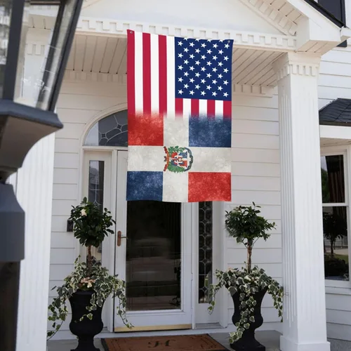 Vista 9 de Bandera de Estados Unidos y República Dominicana, banderas de jardín, banderas de casa, bandera de desfile, bandera para exteriores, 3 x 5 pies