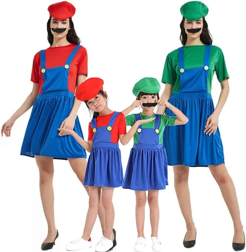 Vista 6 de VISVIC Disfraz de Super Brothers para Halloween, cosplay, clásico, unisex, para hombres, mujeres, adultos, niños y adolescentes