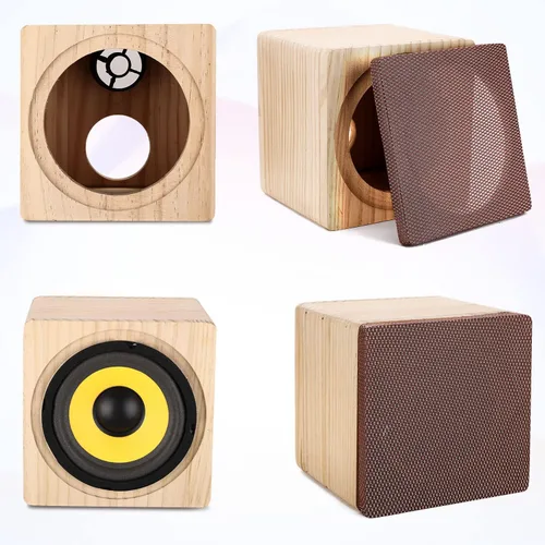Vista 8 de Facmogu - Caja de altavoz de madera con puerto de 8 pulgadas, caja de madera maciza sin ventilación Empty Wooden Speaker Box with Grill Cover &