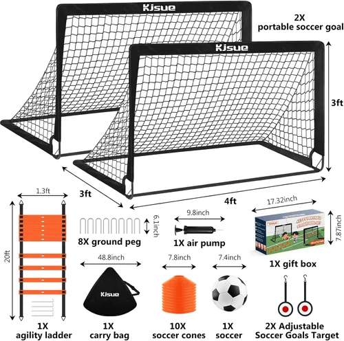 Vista 6 de Portería de fútbol, porterías de fútbol para niños para patio trasero, juego de 2, equipo de entrenamiento de red de fútbol de 4 x 3 pies, portería