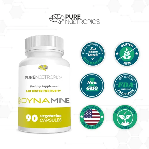 Vista 4 de Pure Nootropics Dynamine (Methylliberine) Suplemento energético 100 mg Caps