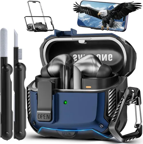 Vista 8 de Lock Fit Diseñado para Samsung Galaxy Buds3 FE (2025) / Buds3 Pro (2024) / Funda Buds 3 (2024), con kit de limpieza Cuerpo completo Resistente a