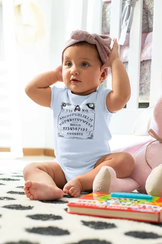 Vista 8 de Pop Threads Ouija Board Seance Spirit Board Design Goth Gothic Infant Baby Boy Girl Bodysuit