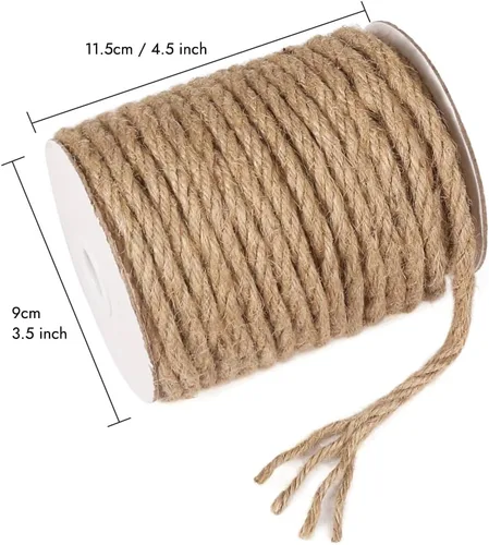 Vista 3 de Tenn Well Cuerda de yute de 6 mm, 20 metros de cuerda de yute fuerte y gruesa para manualidades, jardinería, poste de rascado para gatos, embalaje