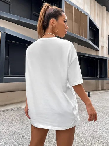 Vista 2 de Verdusa Camiseta de manga corta con estampado de letras para mujer