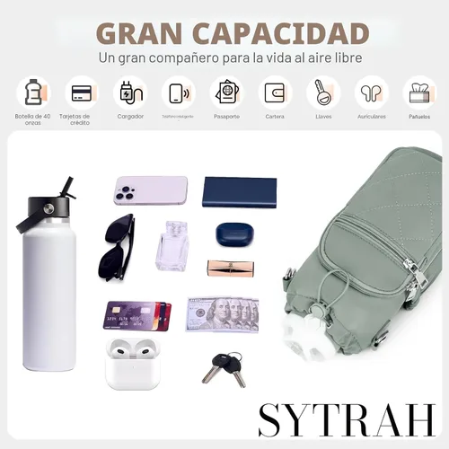 Vista 7 de SYTRAH Bolsa para botella de agua con correa, bolsa para botella de agua con bolsillo para teléfono de 40 onzas para caminar y senderismo