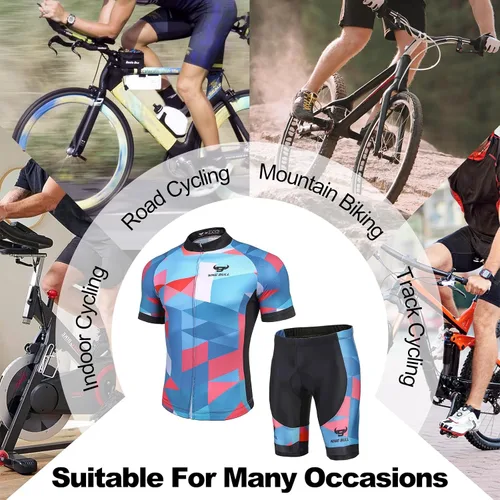 Vista 6 de Conjunto de camiseta de ciclismo para hombre, camiseta reflectante de secado rápido y pantalones cortos de ciclismo acolchados 3D, Spqx-10