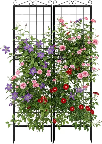 Vista 13 de Paquete de 3 enrejados de metal de 59 x 16 pulgadas para plantas trepadoras, enrejado grande para plantas trepadoras al aire libre, rosas, verduras