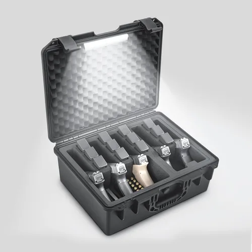 Vista 12 de Kinghardcase Estuches para armas de mano, 5 estuches para pistolas y 21 cargadores Estuches para pistolas precortados con múltiples pistolas a
