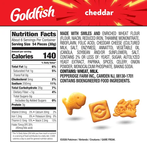 Vista 2 de Goldfish Galletas Pokémon de queso cheddar, bolsa de 6.6 onzas