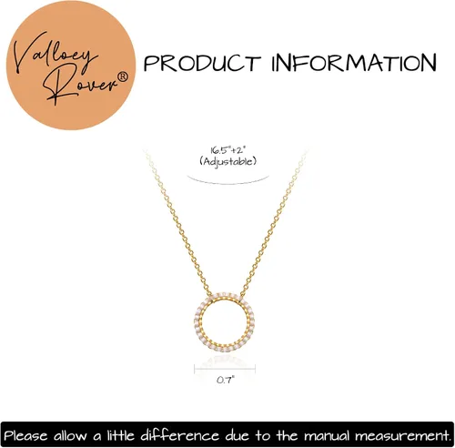 Vista 6 de Valloey Rover Collar de oro para mujer, chapado en oro de 14 quilates, collar con dije de círculo simple y delicado, collar de cadena de cable