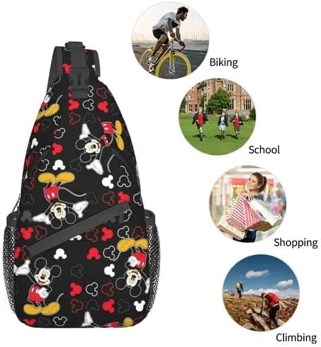 Vista 5 de mic-k-e-y - Bolso bandolera para mouse mochila cruzada bolso ligero de un solo eslinga mochilas para hombres y mujeres cruzado en el pecho