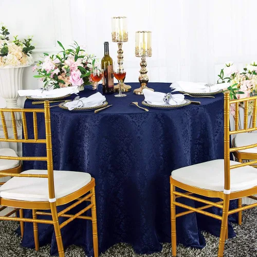 Vista 6 de Manteles redondos de poliéster damasco de jacquard marqués de 90 pulgadas para restaurante, cocina, comedor, boda, fiesta, banquete, eventos
