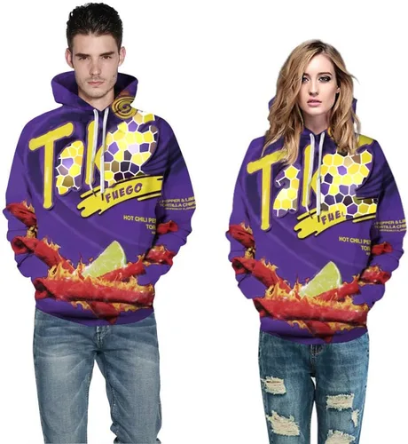 Vista 2 de Plustrong Sudadera con capucha unisex para hombre y mujer 3D casual con bolsillos