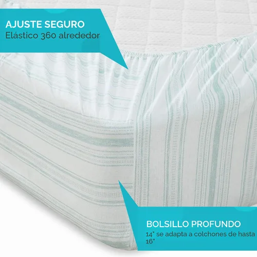 Vista 6 de Comfort Spaces Juego de sábanas 100% algodón transpirable, ligero, suave con bolsillo elástico de 14" que se ajusta a colchones de hasta 16", ropa