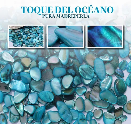Vista 5 de MOP Pequeñas mini conchas de nácar trituradas azules