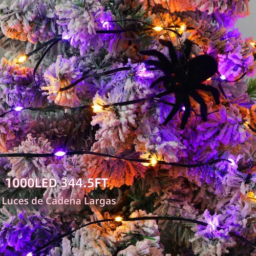 Vista 5 de LJLNION 1000 luces LED de Halloween, 328 pies de largo, guirnalda de luces de hadas para exteriores, impermeable, IP65, luces de alambre de cobre