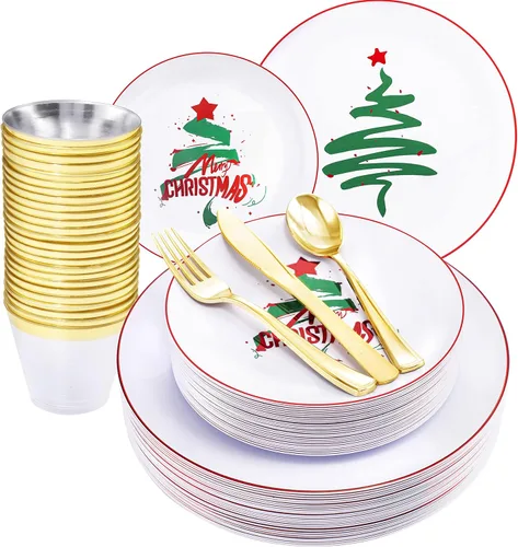 Vista 10 de KIRE - 25 platos de plástico negro y dorado para invitados de Halloween con diseño de calabaza sonriente, incluye 50 piezas de platos negros, 150