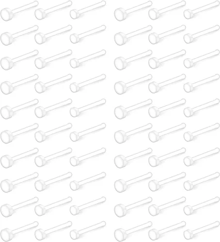Vista 5 de Ruifan Anillo de hueso de nariz transparente de 22G Bioflex, retenedor para el cuerpo, joyería para el cuerpo, parte superior plana de 0.079 in