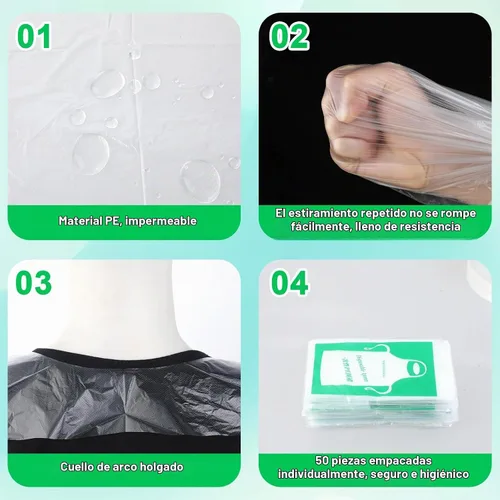 Vista 3 de Vin Beauty 25 delantales de arte desechables para niños, delantales de plástico transparente, desechables, impermeables, a prueba de aceite