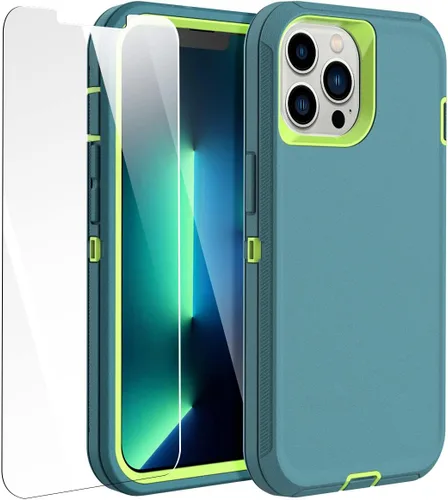 Vista 8 de AICase Funda para iPhone 13 Pro (6.1 pulgadas) con protector de pantalla de vidrio, protección contra caídas de alta resistencia, cuerpo completo, a