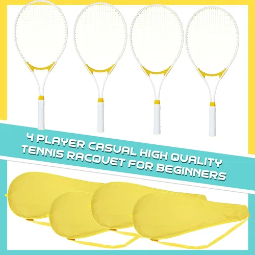 Vista 2 de Liliful 4 raquetas de tenis para adultos recreativas para 4 jugadores, raquetas de tenis de 27 pulgadas, raquetas de tenis ligeras a granel