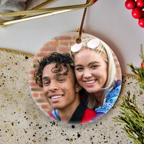 Vista 4 de Adornos de Navidad personalizados, adorno de matrimonio para la primera Navidad 2024, adorno de foto personalizado para mamá, adorno de primera