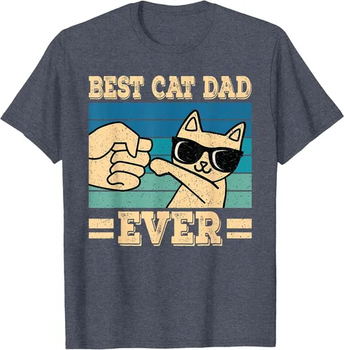 Vista 43 de Best Cat Dad Ever Vintage Funny Cat Lover Retro Men T-Shirt Asphalt Grey