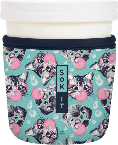 Vista 40 de Sok It IceCreamSok - Funda de neopreno aislada (flores abstractas, pintas de helado cónicas)