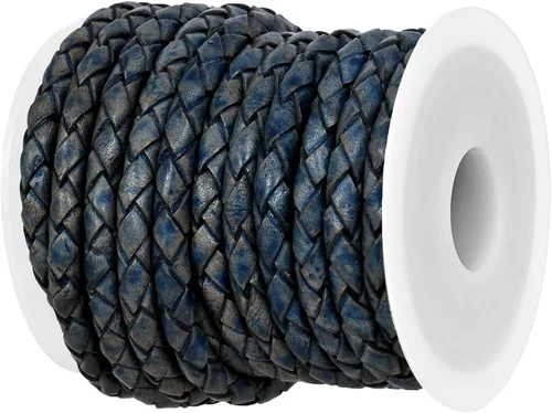 Vista 5 de GENIQUE Cordón de Cuero Trenzado Redondo Genuino, Cuerda de Cuero para Manualidades, Hacer Joyería, Collares, Pulseras (5 Metros)