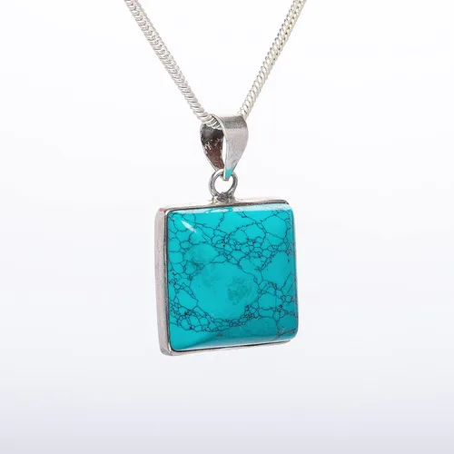 Vista 4 de Colgante de piedra preciosa turquesa de plata de ley 925 con piedra natal turquesa, colgante de plata 925, regalo para ella, joyería hecha a mano