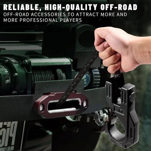 Vista 5 de Synthetic Winch Rope 1/4 Inch x 50ft with Winch Hook for ATV UTV Off-Road